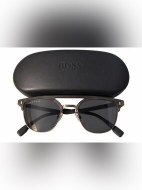 Hugo Boss BOSS 0968/S Browline Double Bridge Sunglasses + Hard Case
